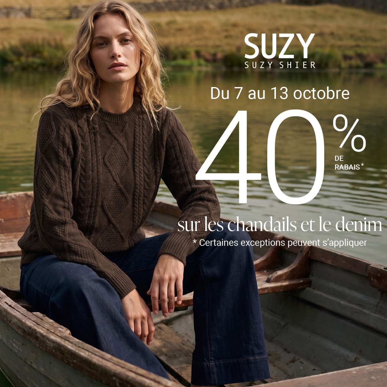 40 % de rabais sur les chandails et le denim. icon
